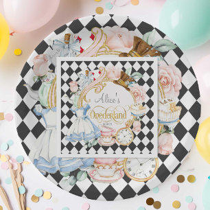 Alice i Wonderland temat te party 1:a födelsedag Pappersservett