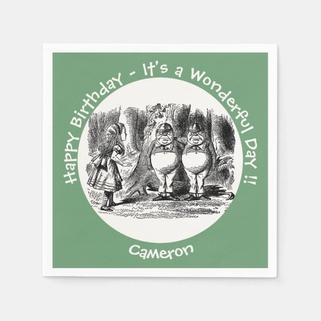 Alice i Wonderland Tweedledum & Tweedledee Party Pappersservett (Framsidan)