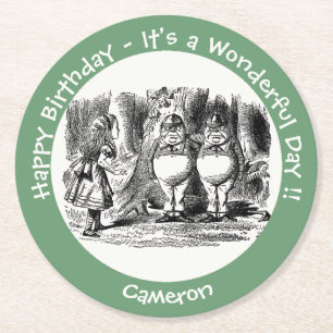 Alice i Wonderland Tweedledum & Tweedledee Party Underlägg Papper Rund