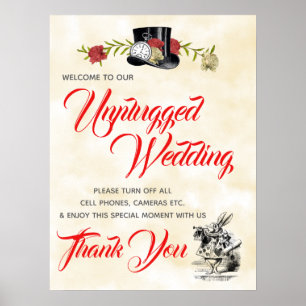 Alice i Wonderland Unplugged Bröllop Sign Poster