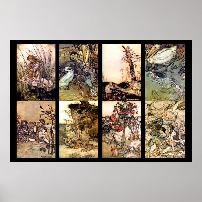 Alice i Wonderland Vintage affisch, 8 Bilder Poster (Framsidan)