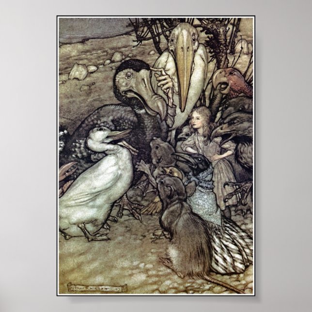 Alice i Wonderland Vintage Bok Illustration Poster (Framsidan)