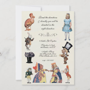 Alice i Wonderland Vintage Papper cut Outs Inbjudningar