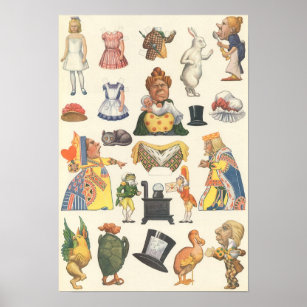 Alice i Wonderland, Vintage Victorian Papper Doll Poster