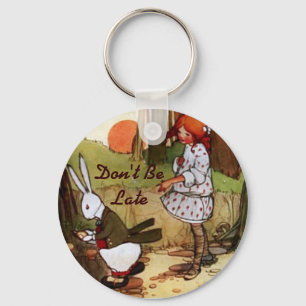 Alice i Wonderland Vintage White Rabbit Keychain Nyckelring