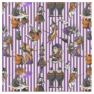 Alice i Wonderland Violet/White Stripe Tyg
