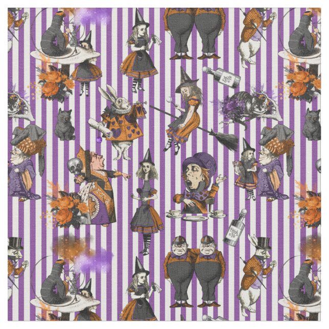 Alice i Wonderland Violet/White Stripe Tyg (Närbild)
