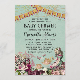 Alice i Wonderland Virtuell Baby Shower Inbjudningar