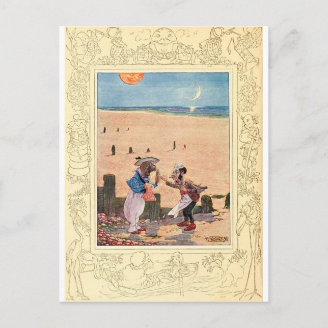 Alice i Wonderland, Walrus och Carpenter Vykort (Framsida)