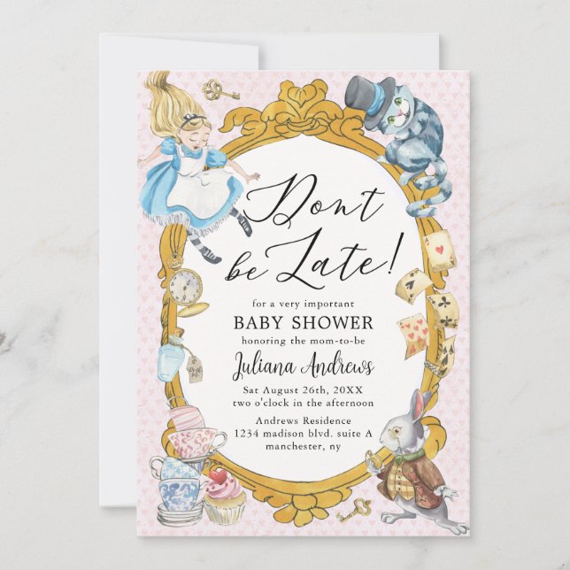 Alice i Wonderland Whimsical Baby Shower Inbjudningar (Framsida)