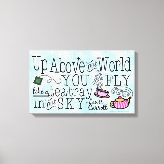 Alice i Wonderland Whimsical Tea Carroll Quote Canvastryck (Framsida)