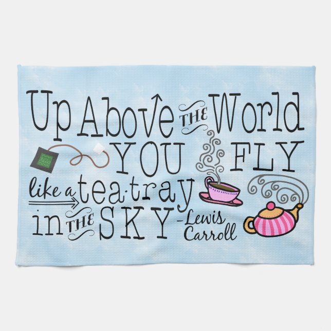 Alice i Wonderland Whimsical Tea Carroll Quote Kökshandduk (Horisontell)