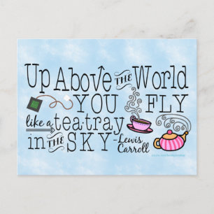 Alice i Wonderland Whimsical Tea Carroll Quote Vykort