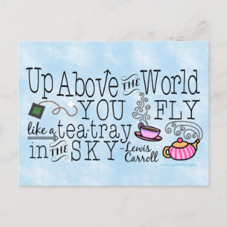 Alice i Wonderland Whimsical Tea Carroll Quote Vykort