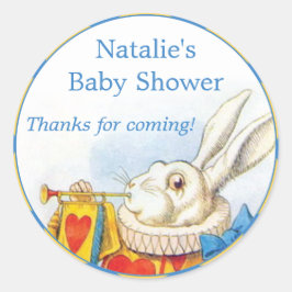 Alice i Wonderland White Rabbit Baby Shower Favor Runt Klistermärke