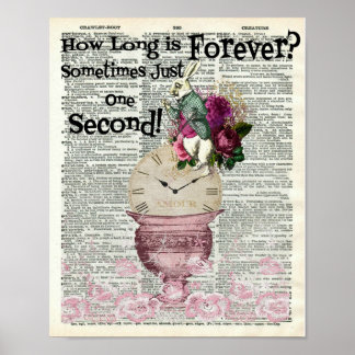Alice i Wonderland White Rabbit Dictionary Art Poster