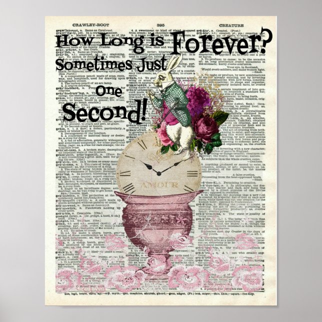 Alice i Wonderland White Rabbit Dictionary Art Poster (Framsidan)