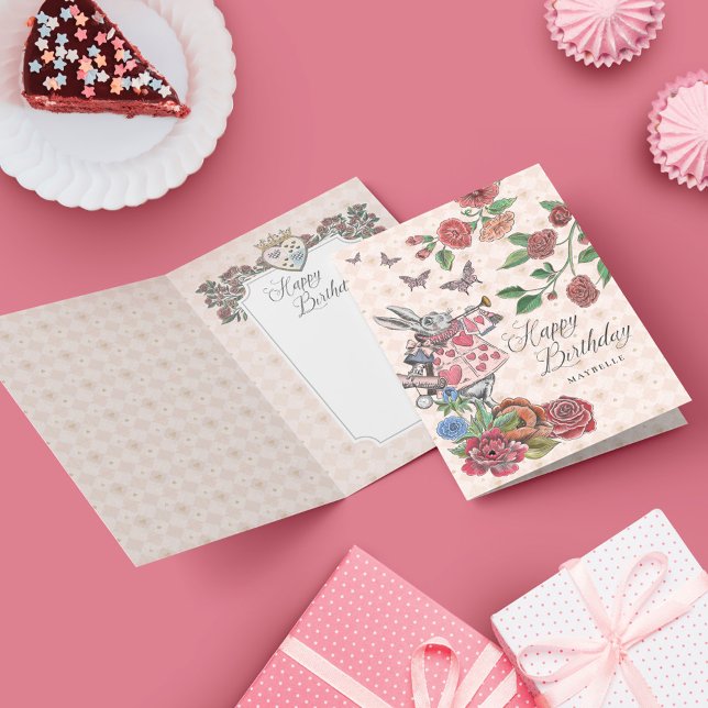 Alice i Wonderland White Rabbit Grattis på födelse Kort (Skapare uppladdad)