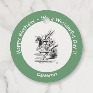 Alice i Wonderland White Rabbit Herald Birthday Gåvor Etiketter