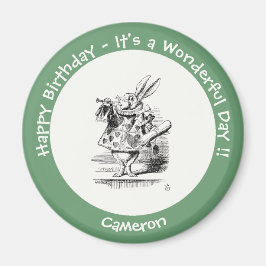 Alice i Wonderland White Rabbit Herald Birthday Magnet