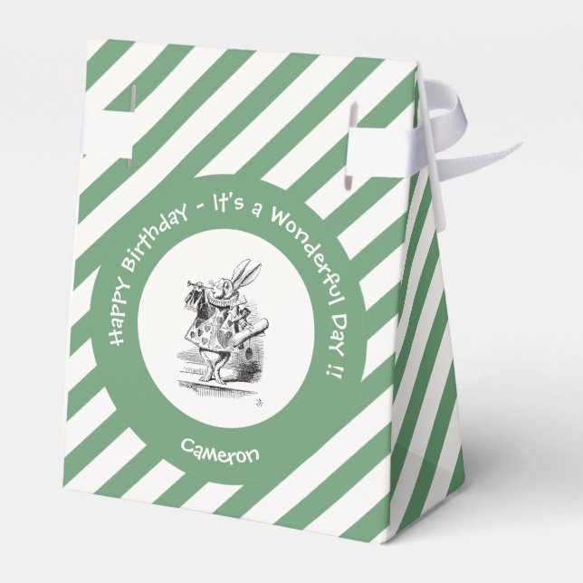 Alice i Wonderland White Rabbit Herald Birthday Presentaskar (Baksidan Sidan)