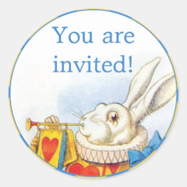 Alice i Wonderland White Rabbit-inbjudan Sälar Runt Klistermärke
