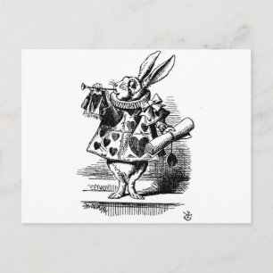 Alice i Wonderland White Rabbit med Trumpet Vykort