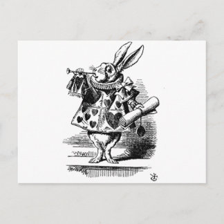 Alice i Wonderland White Rabbit med Trumpet Vykort