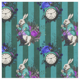 Alice i Wonderland White Rabbit och Clock Tyg