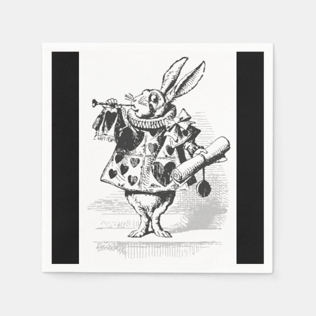 Alice i Wonderland White Rabbit Pappra Napkins Pappersservett (Framsidan)