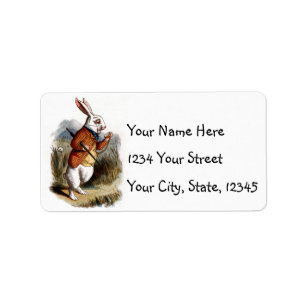 Alice i Wonderland White Rabbit Personalize Adressetikett
