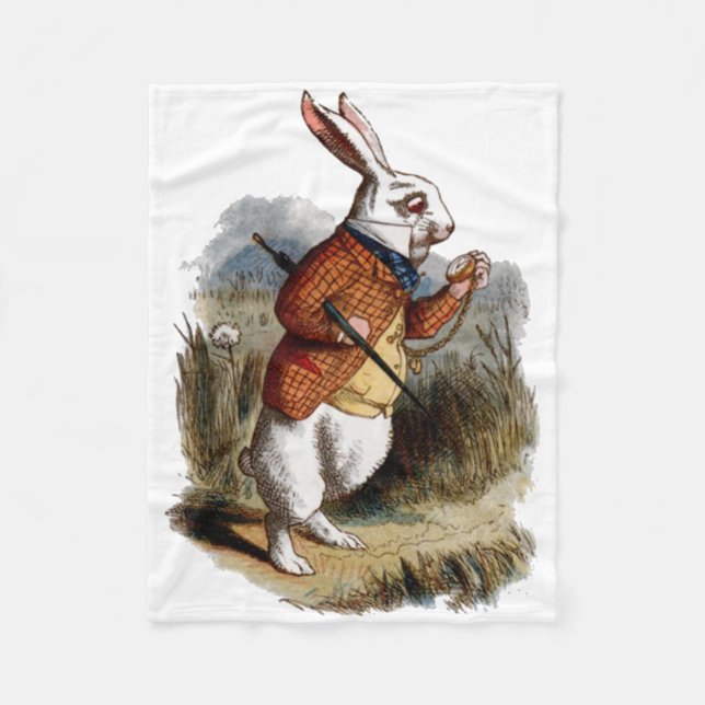 Alice i Wonderland White Rabbit Personalize Fleecefilt (Framsidan)