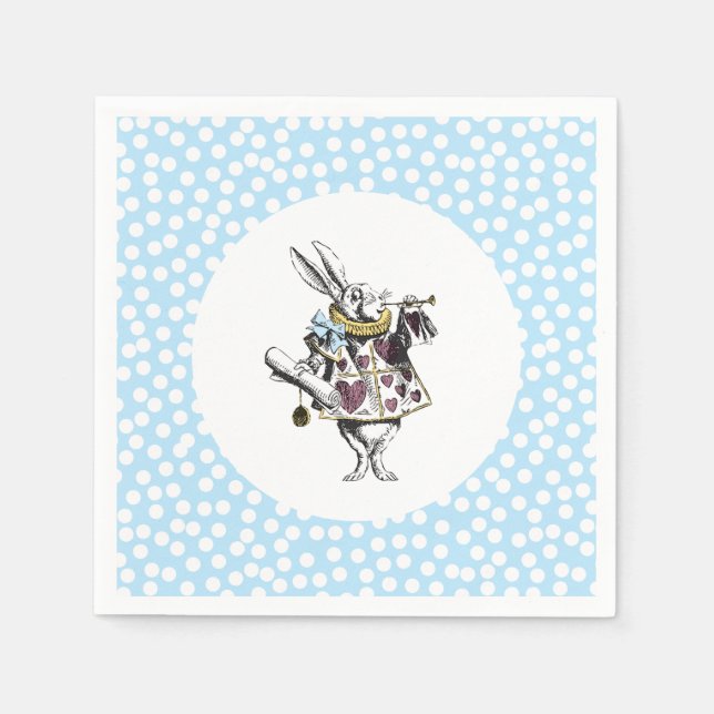 Alice i Wonderland White Rabbit Polka Dot Pappersservett (Framsidan)