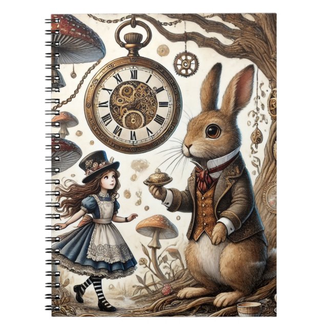 Alice i Wonderland White Rabbit tea Art Anteckningsbok (Framsidan)