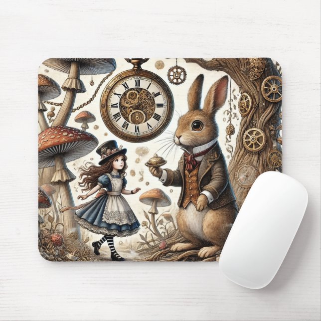 Alice i Wonderland White Rabbit tea Art Musmatta (Med mus)