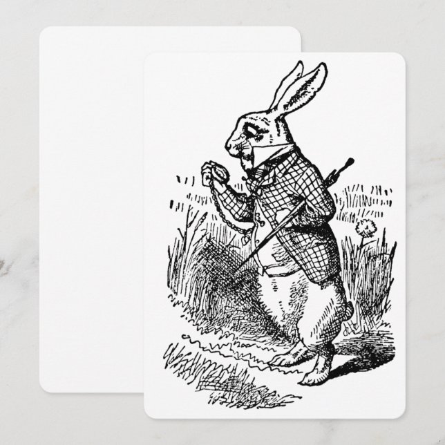 Alice i Wonderland White Rabbit Watch-inbjudan Inbjudningar (Fram/baksida)