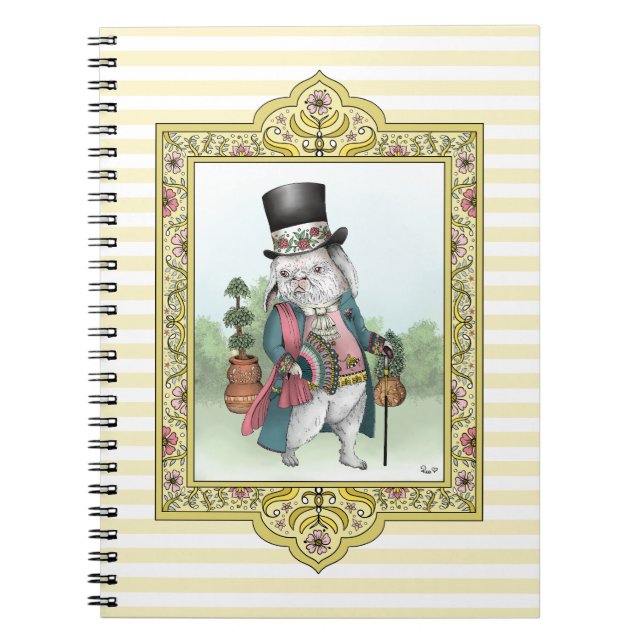 Alice i Wonderland White Rabbit Wearing Clothes Anteckningsbok (Framsidan)
