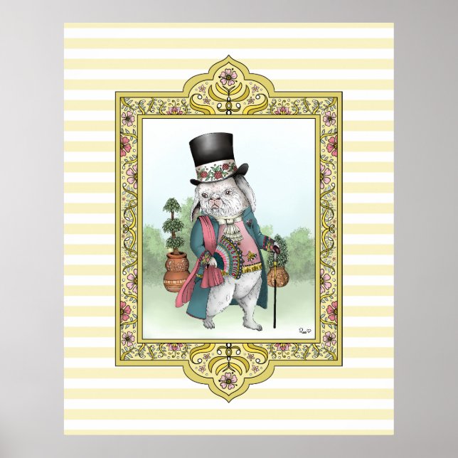 Alice i Wonderland White Rabbit Wearing Clothes Poster (Framsidan)