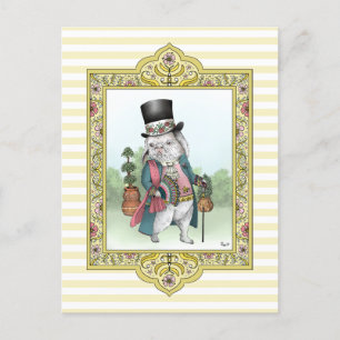 Alice i Wonderland White Rabbit Wearing Clothes Vykort
