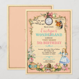Alice i Wonderlands födelsedagsinbjudan rosa Inbjudningar