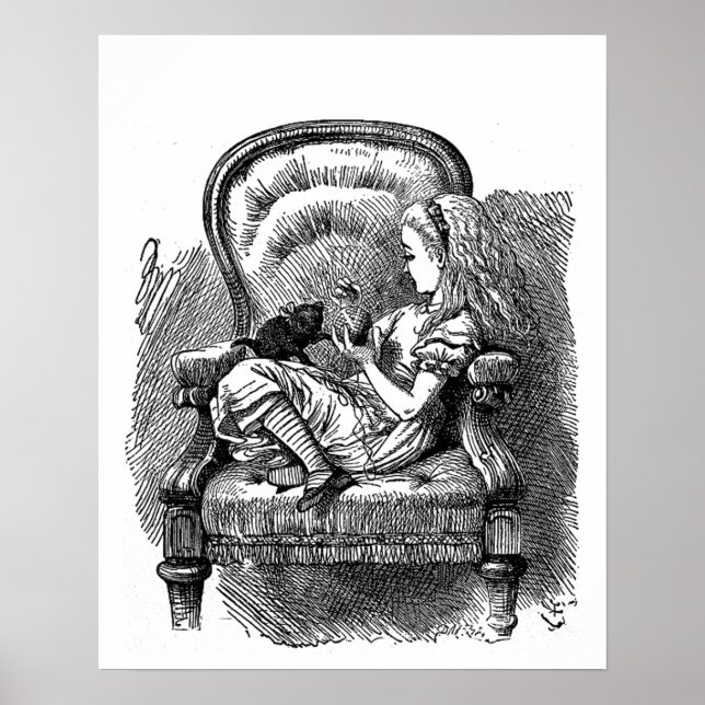 Alice i Wonderlands svarta kattunge vintage antiqu Poster (Framsidan)