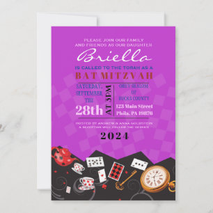 ALICE IN IN WONDERLAND Bat mitzvah Investigation Inbjudningar