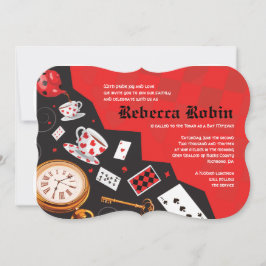 ALICE IN IN WONDERLAND Bat mitzvah Investigation Inbjudningar