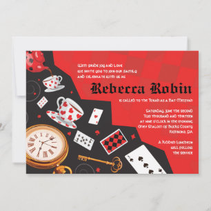 ALICE IN IN WONDERLAND Bat mitzvah Investigation Inbjudningar