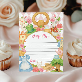 Alice in Oenderland Time Capsule Note-meddelandeko Tack Kort