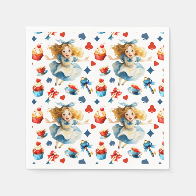 Alice in ONEDERLAND Festive Pattern Kids Birthday Pappersservett (Framsidan)