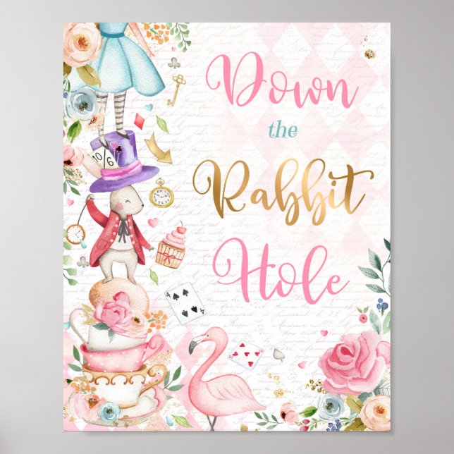 Alice in Onederland Wonderland Födelsedagsfest Poster (Framsidan)