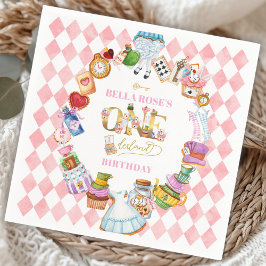Alice in Wonderland 1st birthday Pink  Pappersservett