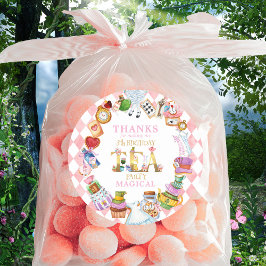 Alice in Wonderland 5th birthday Thank You Sticker Runt Klistermärke