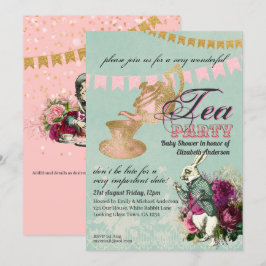 Alice in Wonderland BabyShower MadHatter Tea Party Inbjudningar